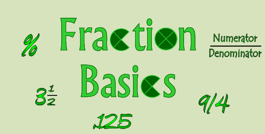 fractions, fraction, coolmath, mixed number, improper fractions, percent, decimal